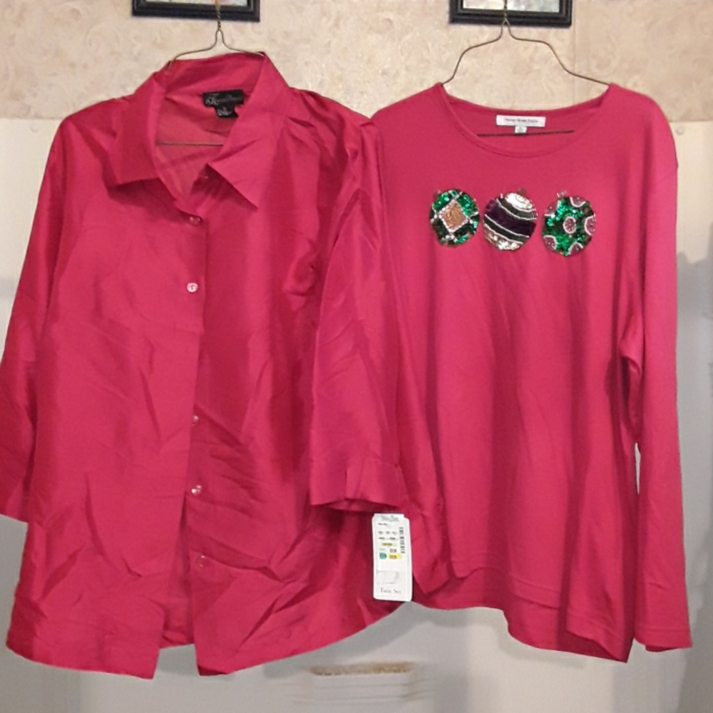 Two XL Red Christmas Shirts